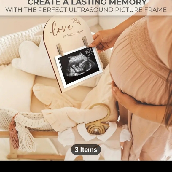 Birth Announcement Board Double Sided Ultra Sound Picture Frame Footprints - Picture 3 of 4